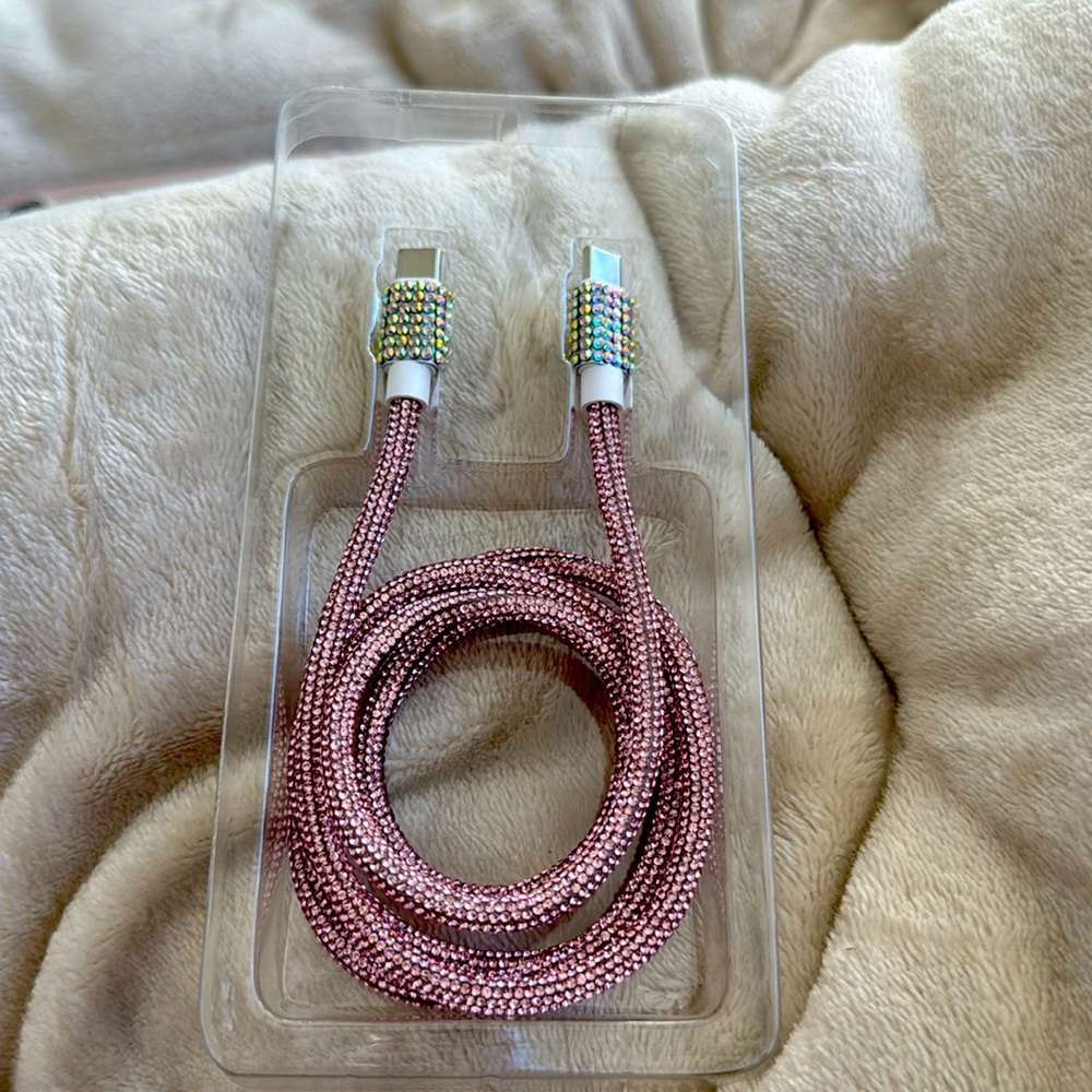 Pink Rhinestone USB-C/ USB-C Charger Cable